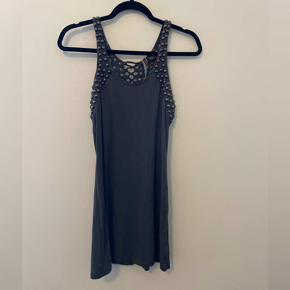 Wilster Grey Mini Dress with Metal Beading